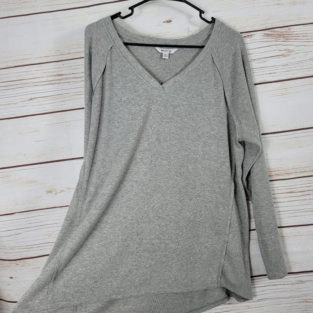 Wildfox | Ribbed Thermal Raw Hem Long Sl Top - Picture 3 of 7